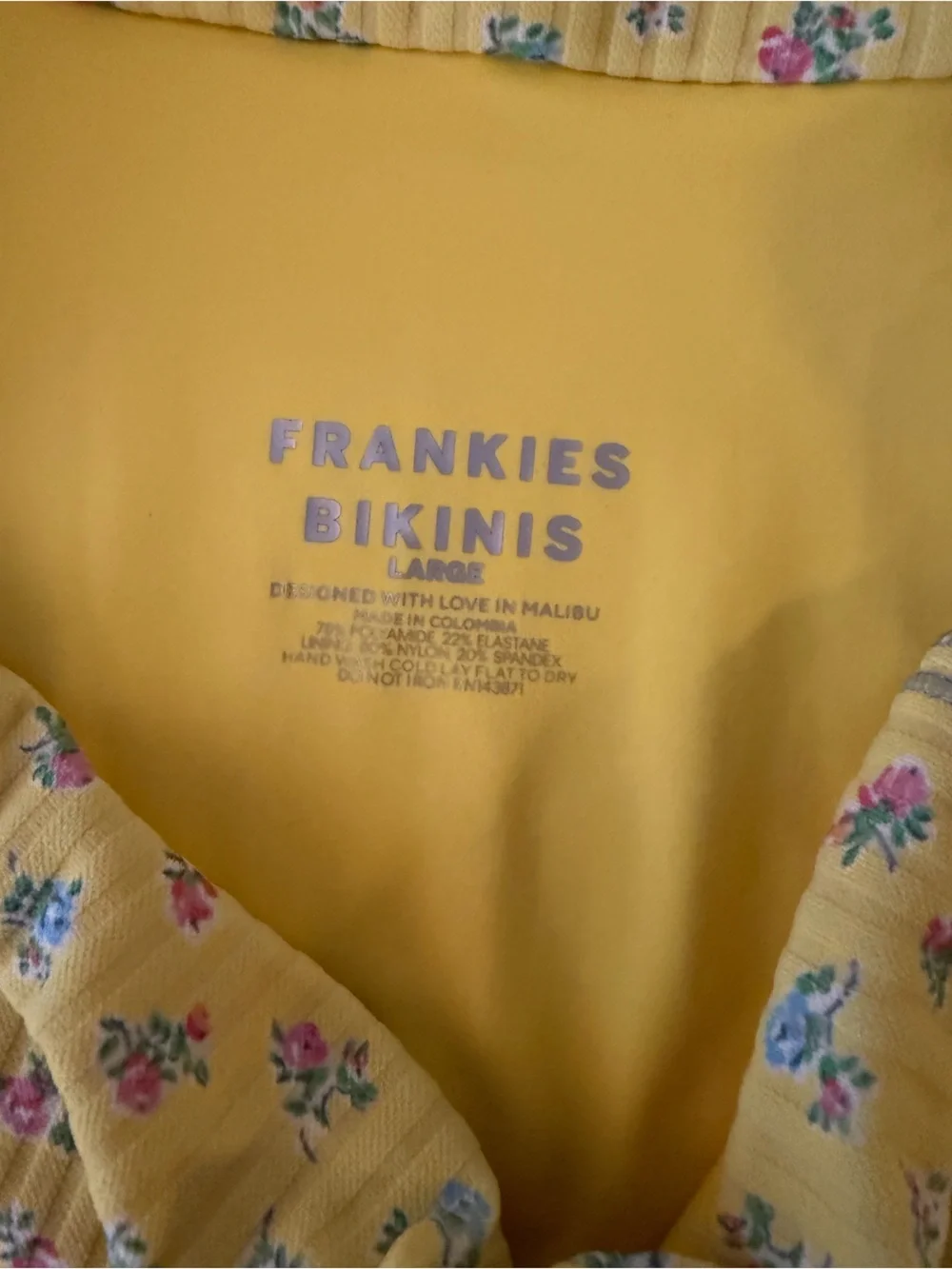 Frankie's Bikinis Yellow Floral Underwire Bikini with Skirted Brief